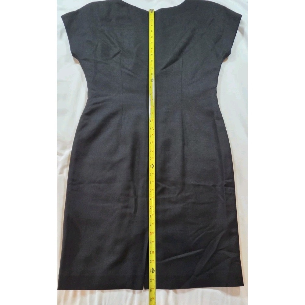 Avery Quinn Dress Womens 12 Black Rayon Padded Shoulders USA Boutique Charleston - Picture 4 of 7